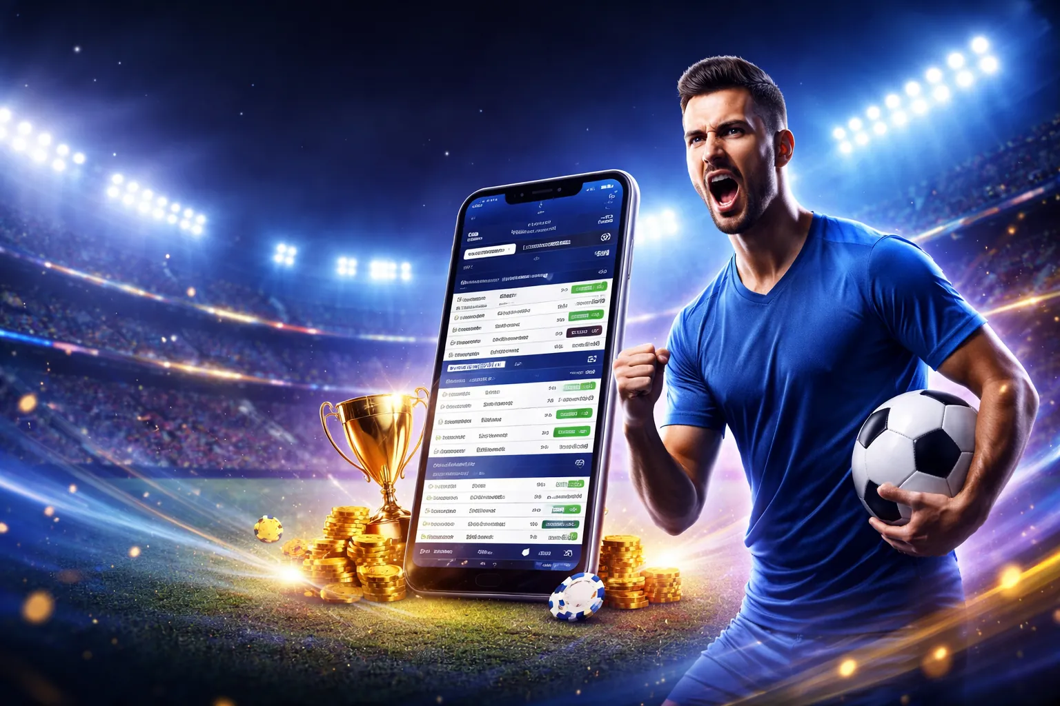 Sân vận động bóng đá sôi động với logo 6789bet